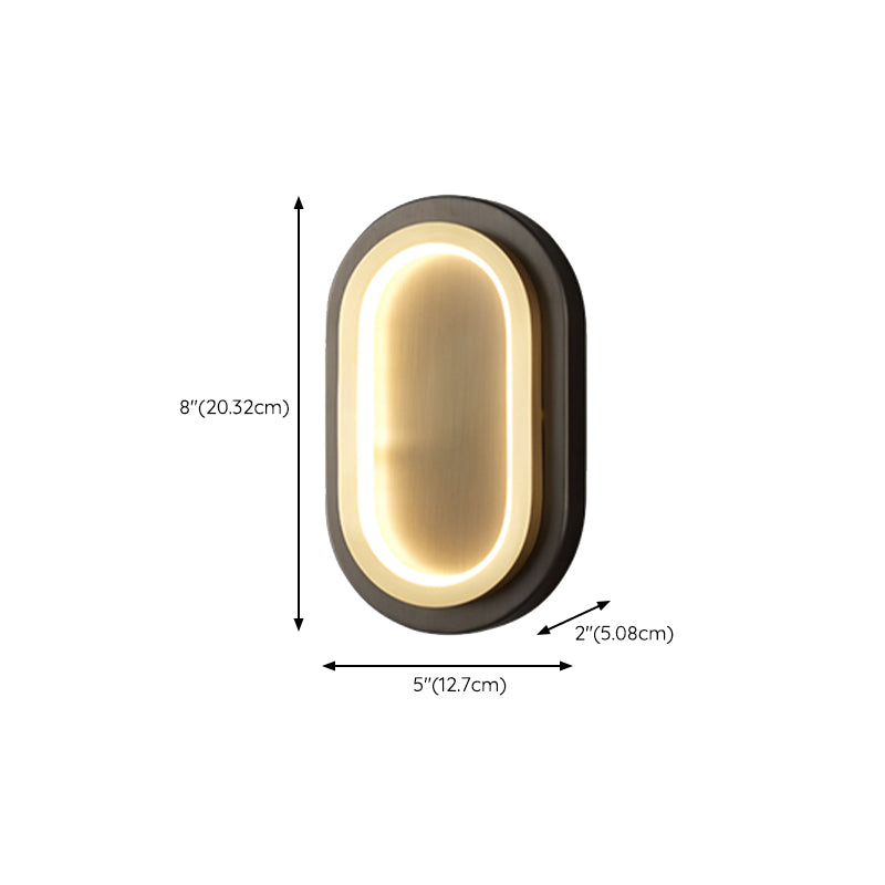 Post Modern Oval Wall Sconce in Black & Gold Finish Solid Brass and Acrylic LED Wall Light