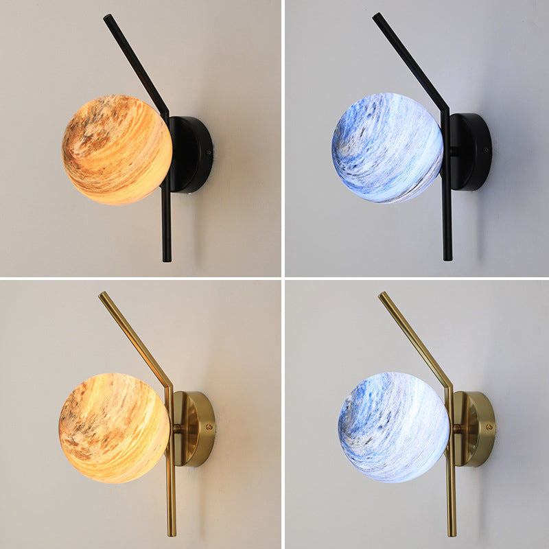 Modernist Wall Sconce Spherical Glass Wall Light Fixture for Dining Room