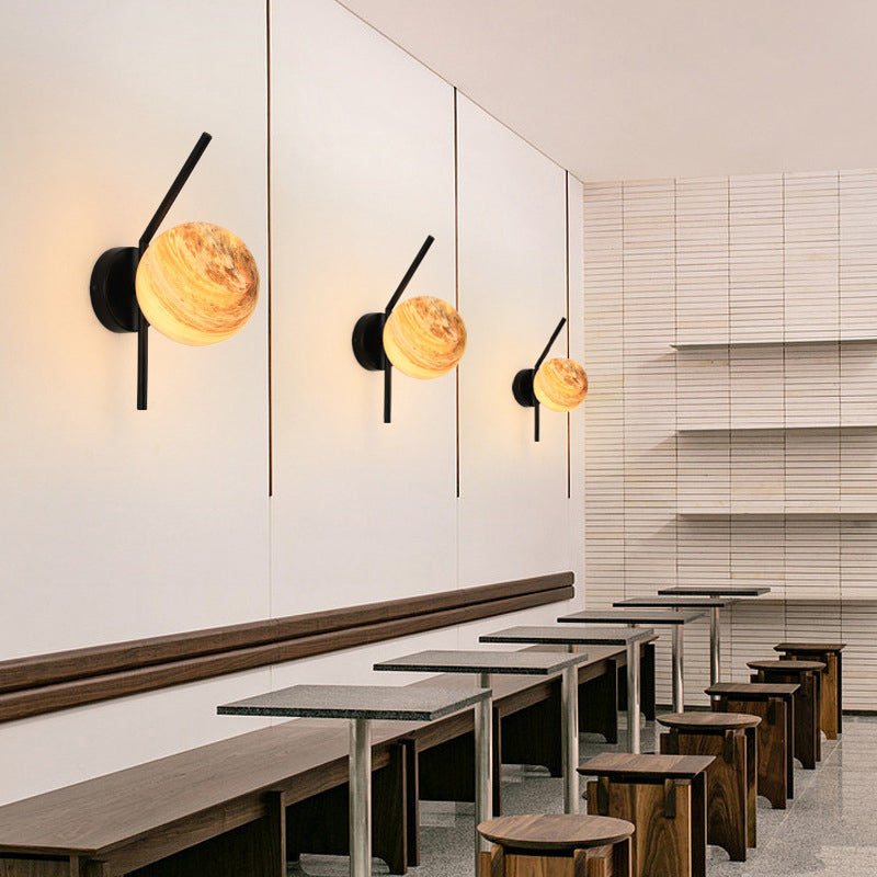 Modernist Wall Sconce Spherical Glass Wall Light Fixture for Dining Room