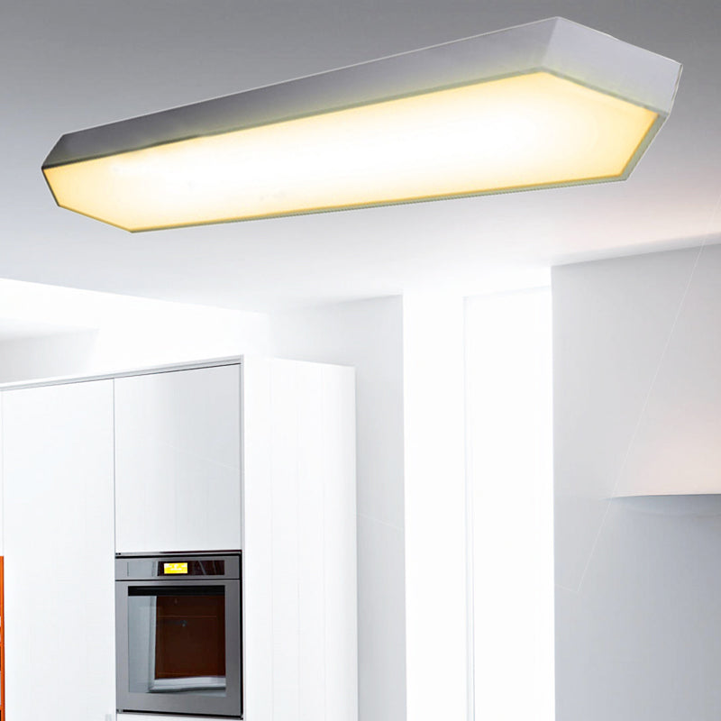 Metal Strip Flush Mount Lighting Contemporary Led White/Black/Silver Flush Lamp in White/Warm/Natural Light, 4"/8" Wide