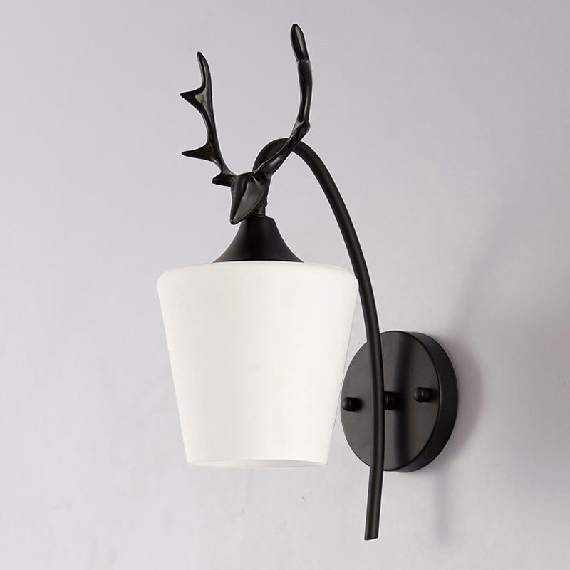 Modernist Wall Sconce Antler Wall Light Fixture with Glass for Bedroom