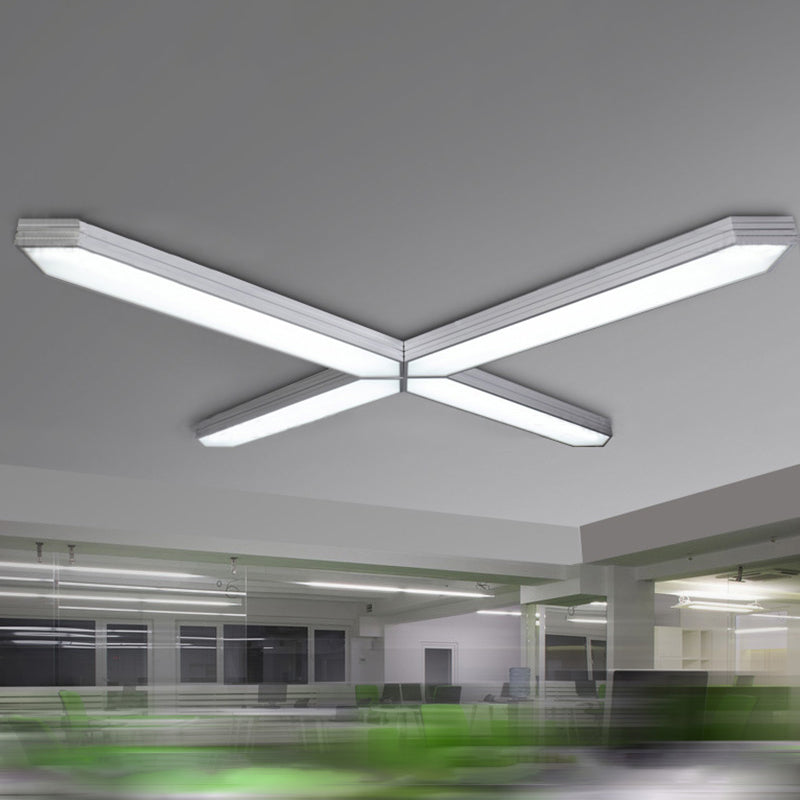 Metal Strip Flush Mount Lighting Contemporary Led White/Black/Silver Flush Lamp in White/Warm/Natural Light, 4"/8" Wide