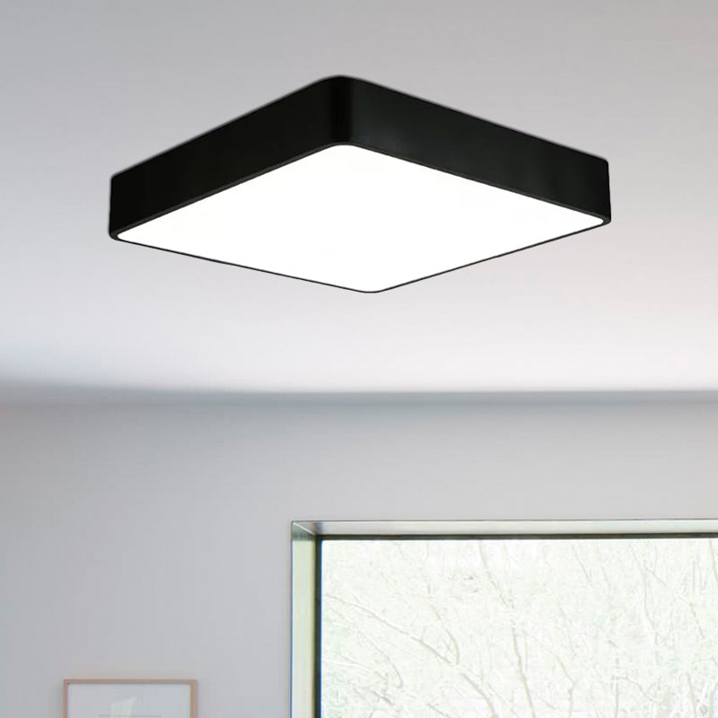 Lámpara empotrada cuadrada blanca/negra moderna de 14"/18"/23,5" de ancho Led de montaje empotrado de metal para sala de estar