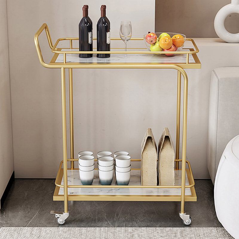 Modern Open Storage Prep Table Rectangular Rolling Kitchen Trolley