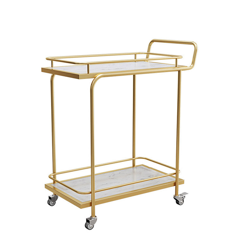Modern Open Storage Prep Table Rectangular Rolling Kitchen Trolley
