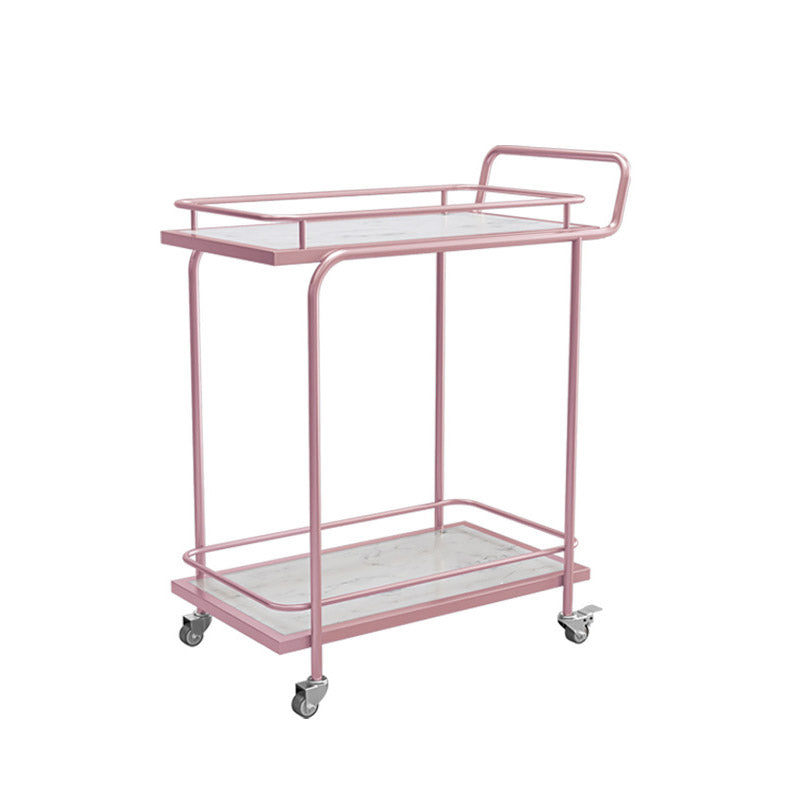 Modern Open Storage Prep Table Rectangular Rolling Kitchen Trolley