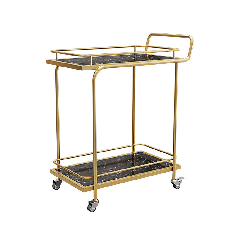 Modern Open Storage Prep Table Rectangular Rolling Kitchen Trolley