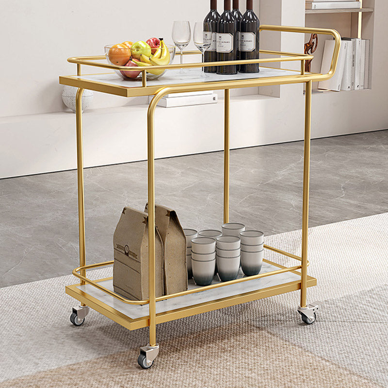 Modern Open Storage Prep Table Rectangular Rolling Kitchen Trolley