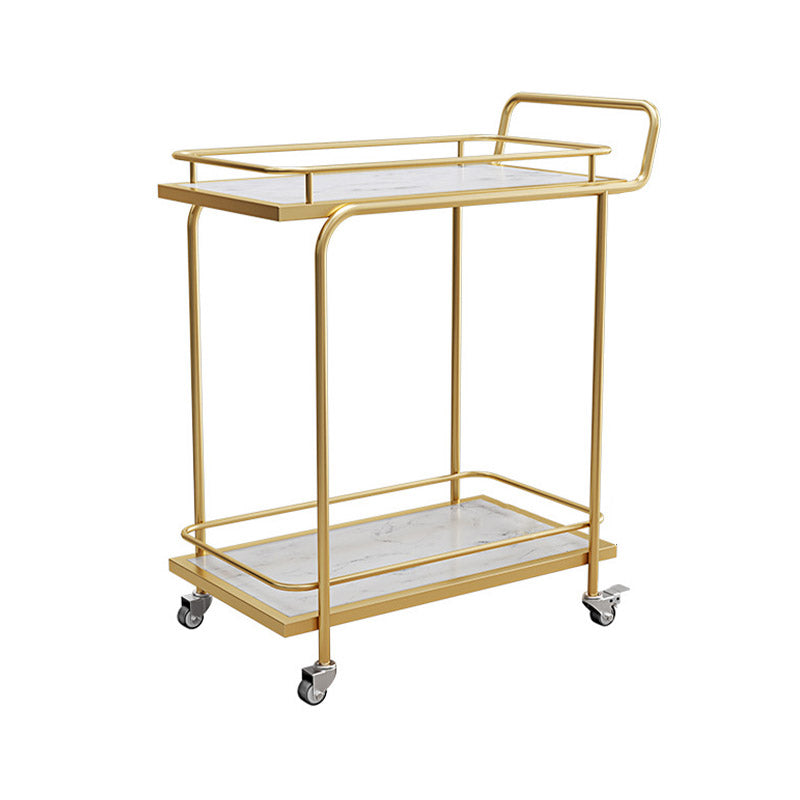 Modern Open Storage Prep Table Rectangular Rolling Kitchen Trolley