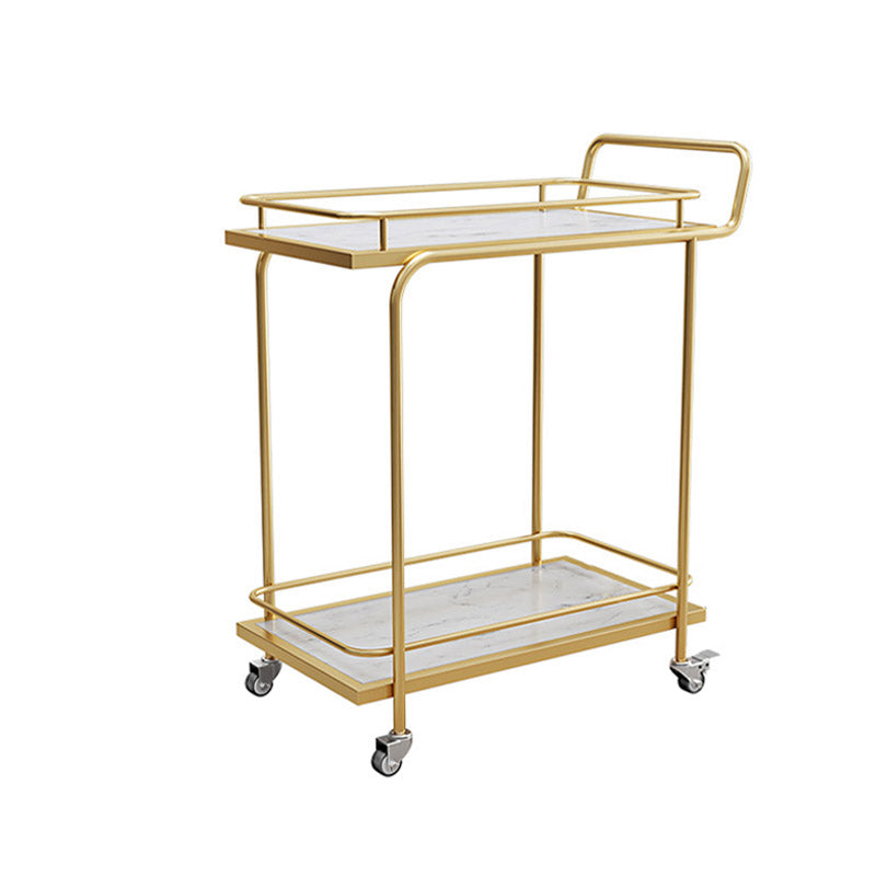 Modern Open Storage Prep Table Rectangular Rolling Kitchen Trolley