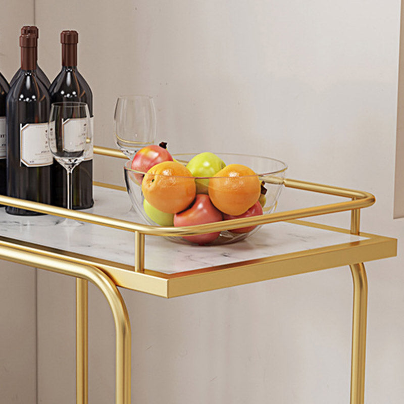 Modern Open Storage Prep Table Rectangular Rolling Kitchen Trolley