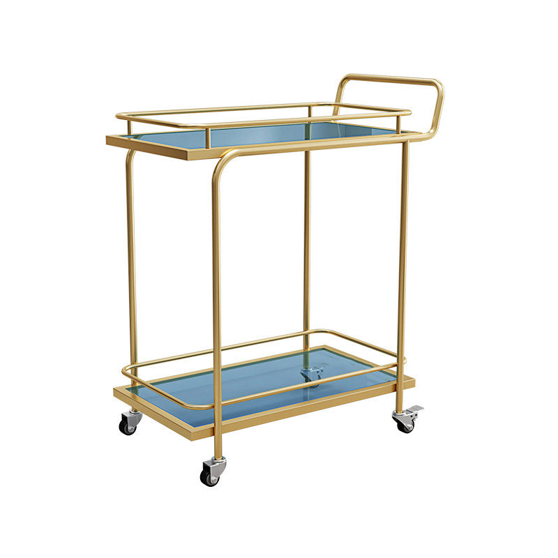 Modern Open Storage Prep Table Rectangular Rolling Kitchen Trolley