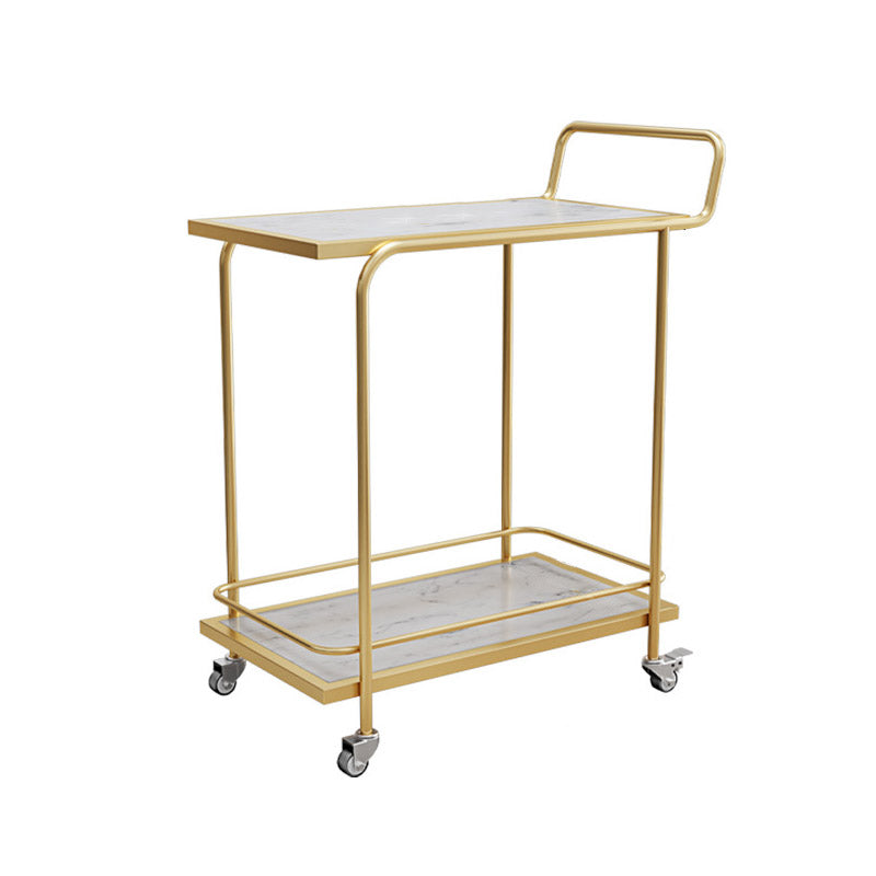 Modern Open Storage Prep Table Rectangular Rolling Kitchen Trolley