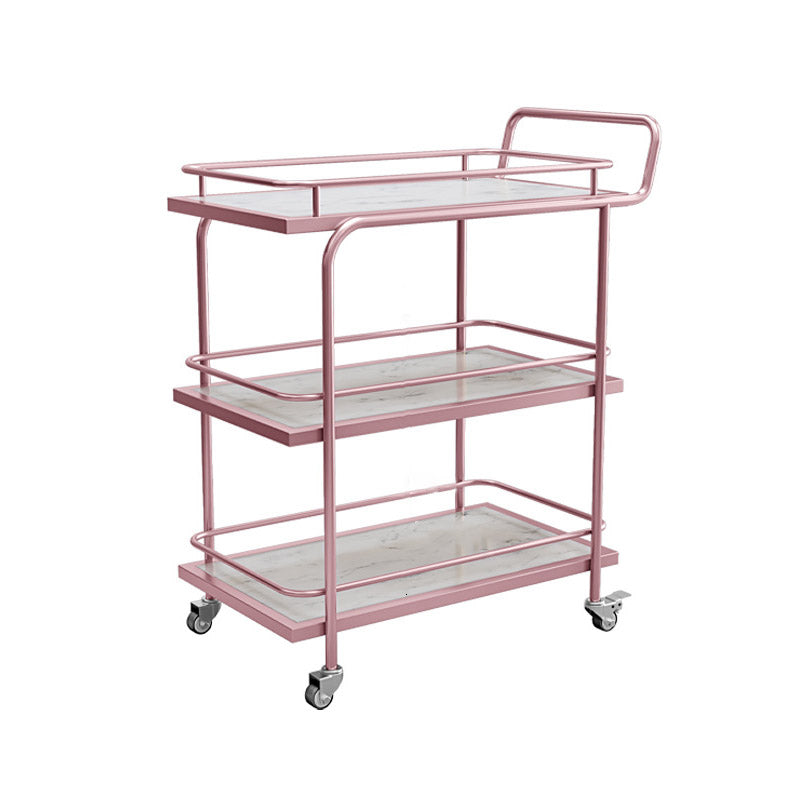 Modern Open Storage Prep Table Rectangular Rolling Kitchen Trolley