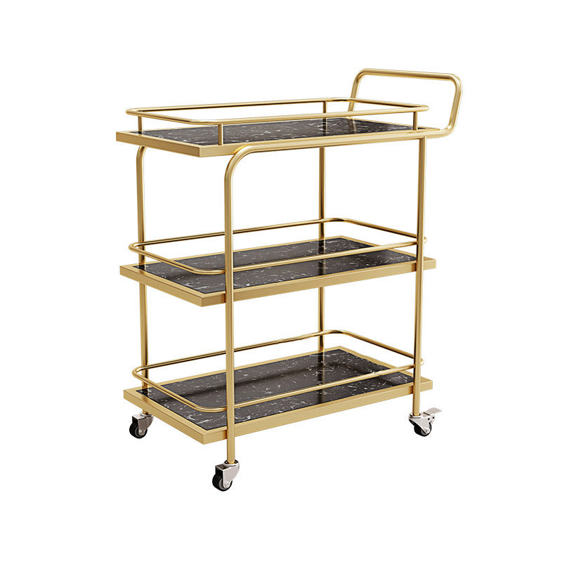 Modern Open Storage Prep Table Rectangular Rolling Kitchen Trolley