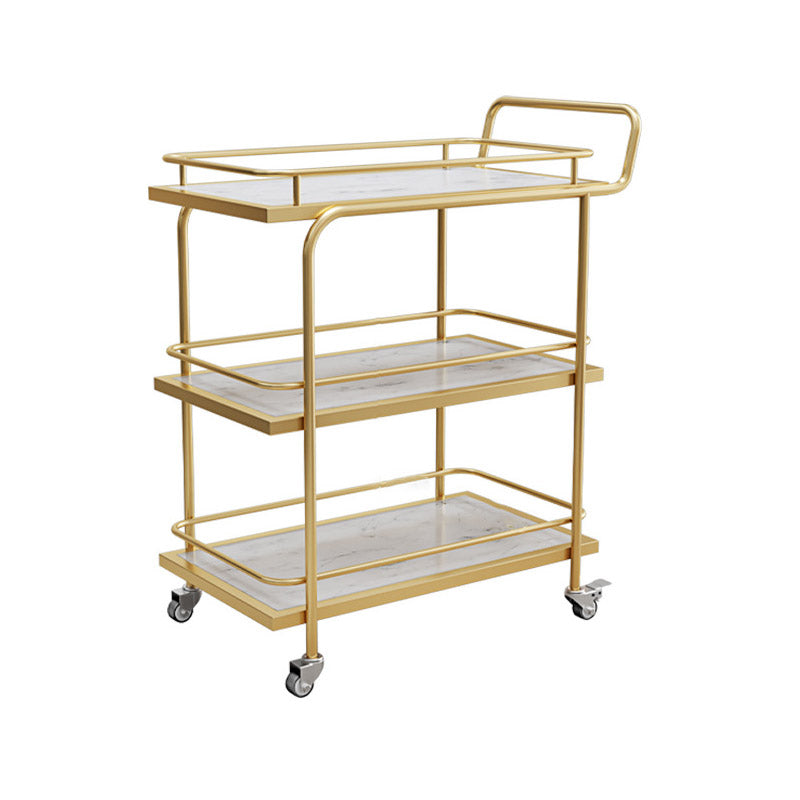 Modern Open Storage Prep Table Rectangular Rolling Kitchen Trolley