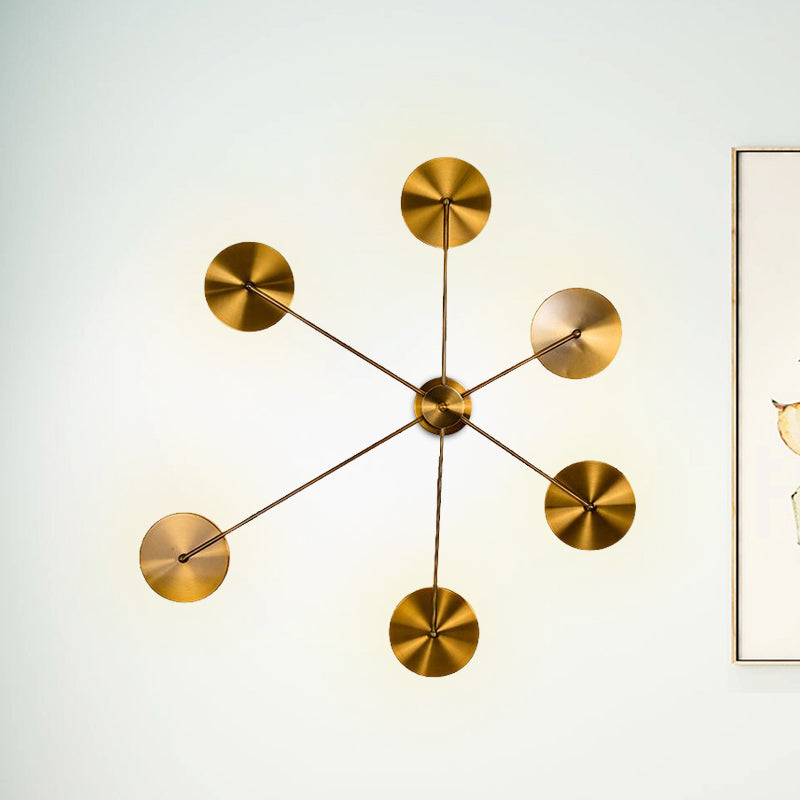 Golden Sputnik Design Wandleuchte Licht moderne LED -Metallwandlampe für Wohnzimmer, warme/weiße Beleuchtung
