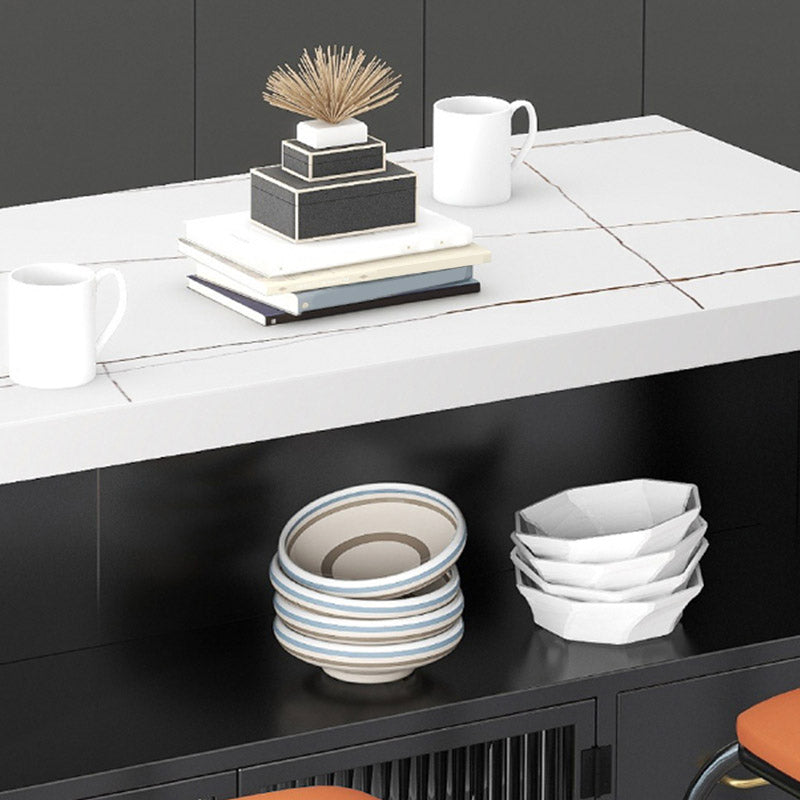 Home Dining Modern Prep Table Marble Kitchen Island with Drawer