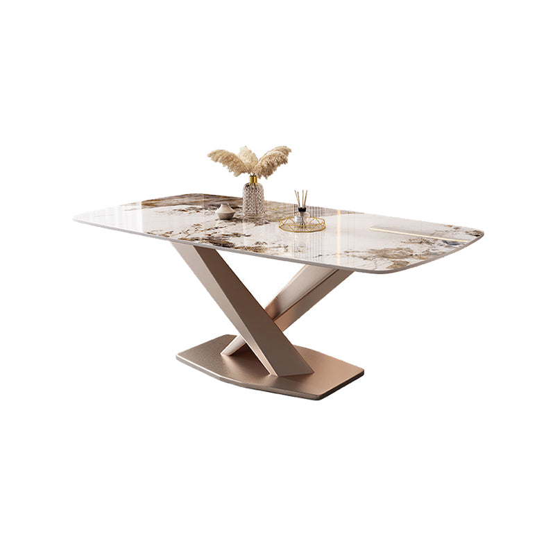 Marble Top Dining Table Modern Dining Table with Pedestal Base