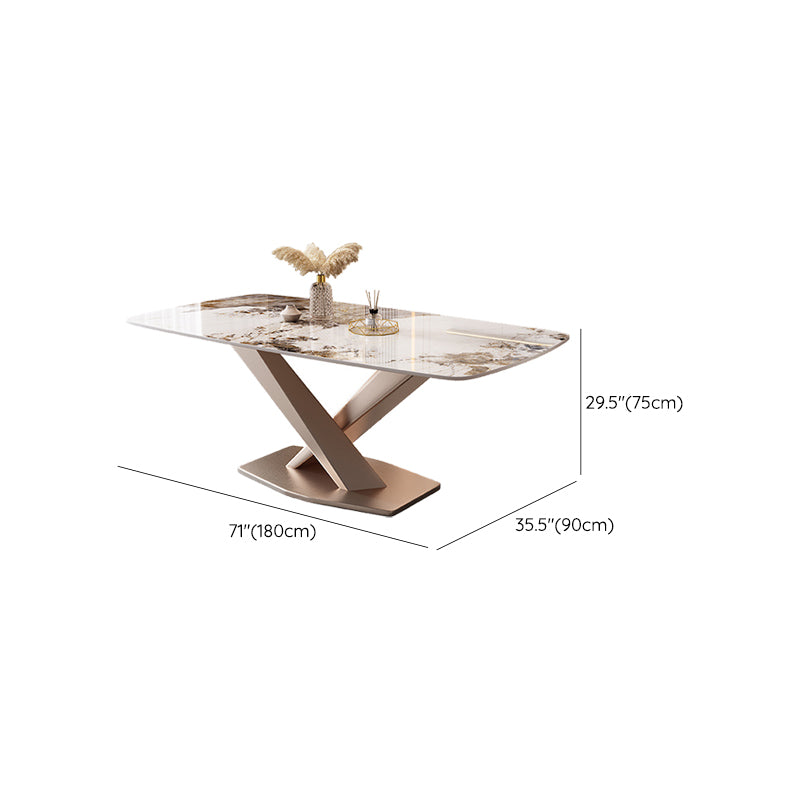 Marble Top Dining Table Modern Dining Table with Pedestal Base