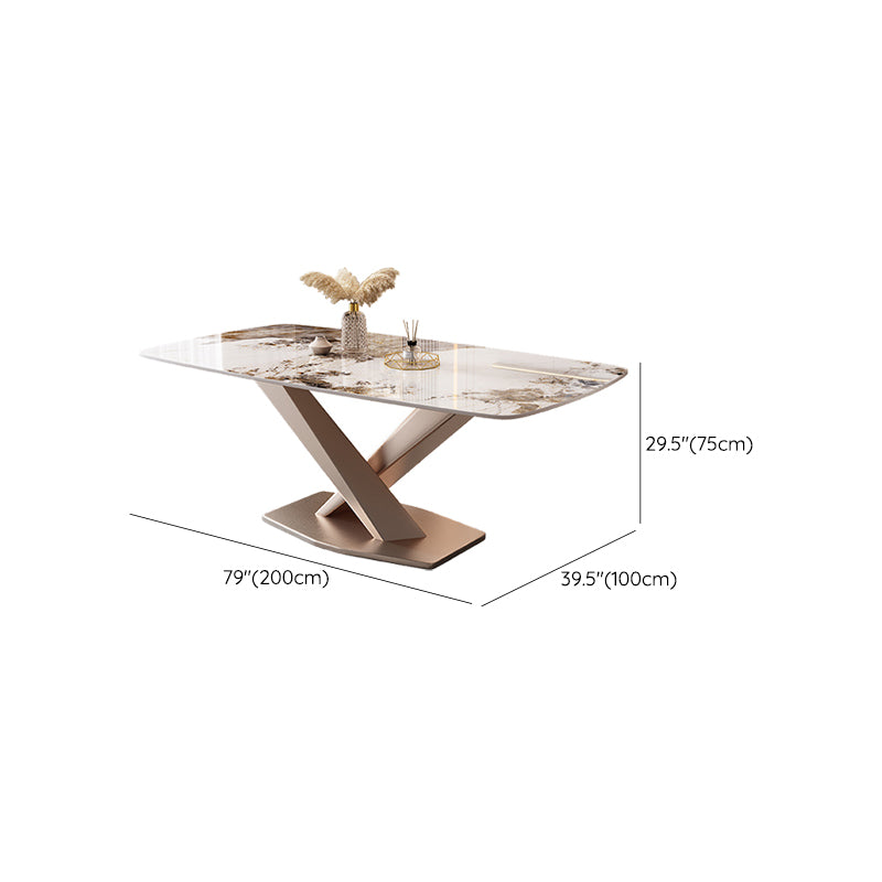 Marble Top Dining Table Modern Dining Table with Pedestal Base