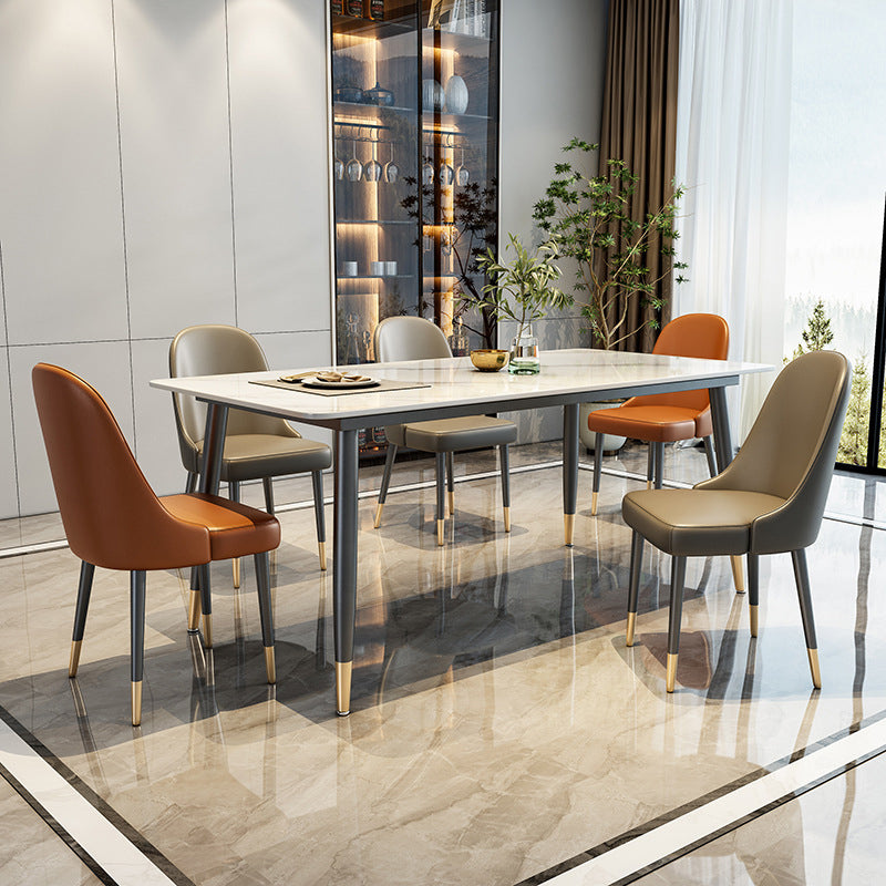 Stone Top Dining Table Metal Base Home Dinner Room Kitchen Table