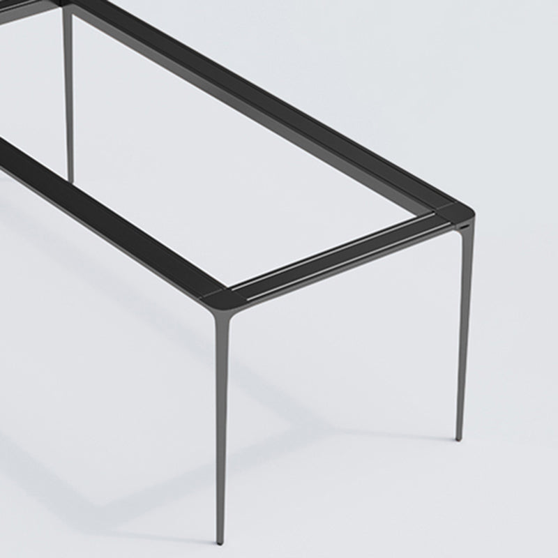 Modern Rectangle Stone Dining Table Black Frame Kitchen Table