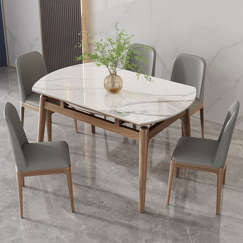 Home Dinner Room Kitchen Table Stone Extendable Dining Table