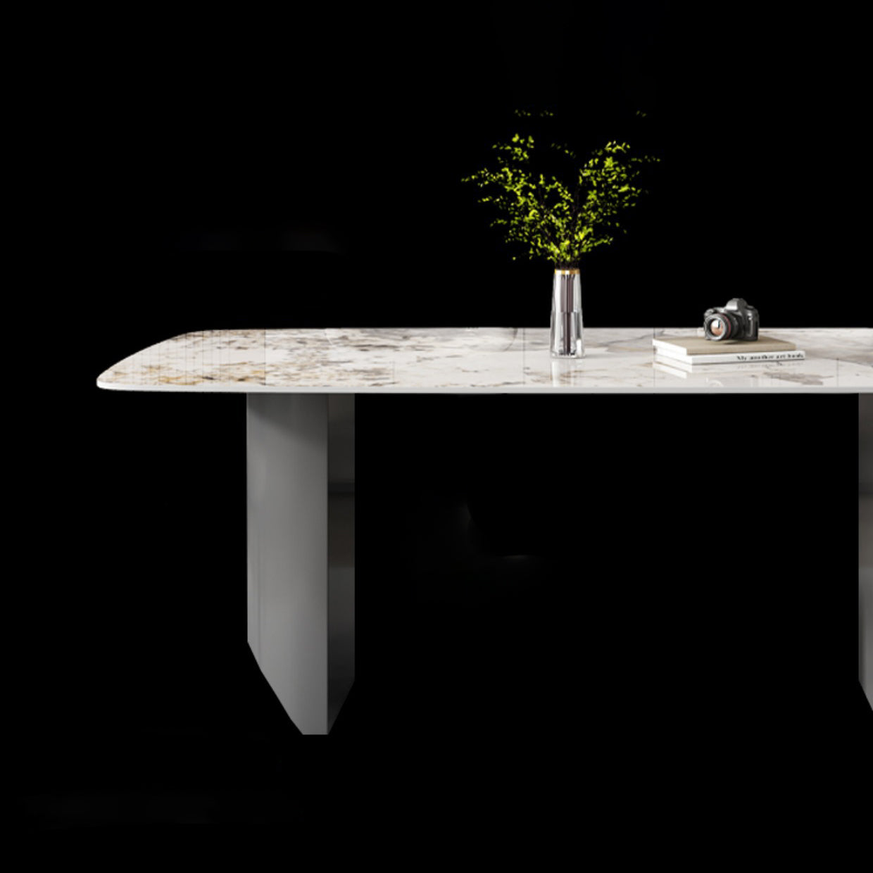 Industrial Dining Room Table Rectangle Stone Dinette Table In Grey