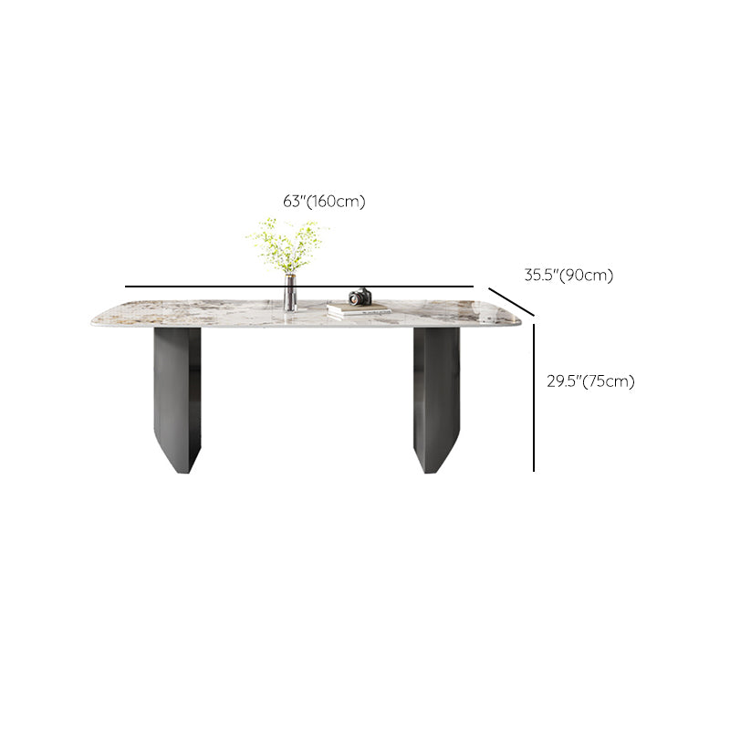 Industrial Dining Room Table Rectangle Stone Dinette Table In Grey
