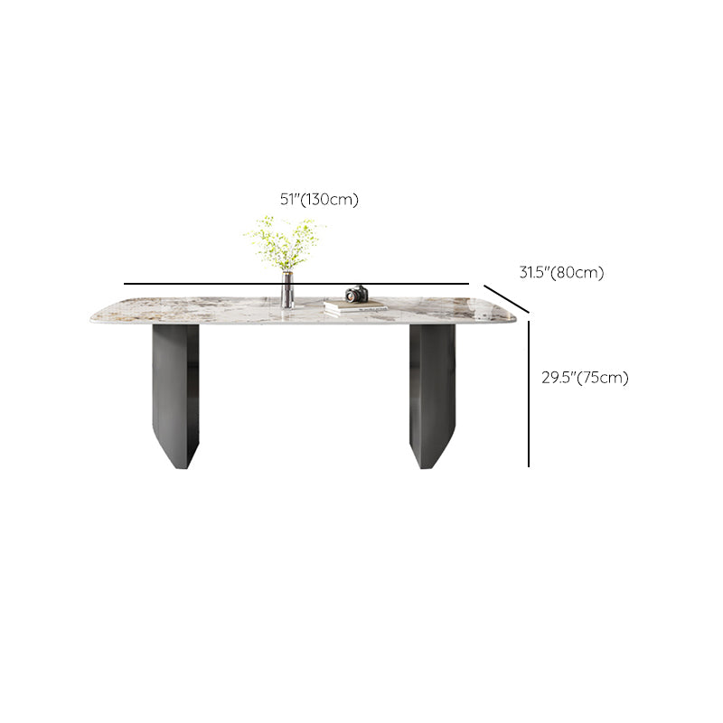 Industrial Dining Room Table Rectangle Stone Dinette Table In Grey