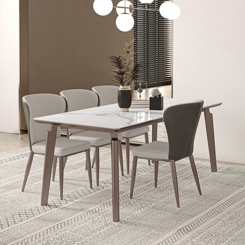 Contemporary Style 1/2/4/5/7 Pieces Dining Chairs Set Rectangle Stone Furniture in White