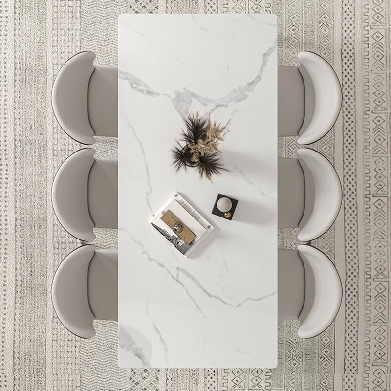 Contemporary Style 1/2/4/5/7 Pieces Dining Chairs Set Rectangle Stone Furniture in White