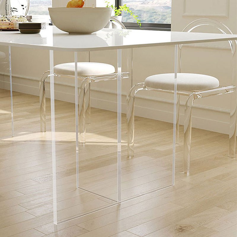 Contemporary Style 1/2/7 Pieces Dining Chairs Set Rectangle Stone Furniture in White