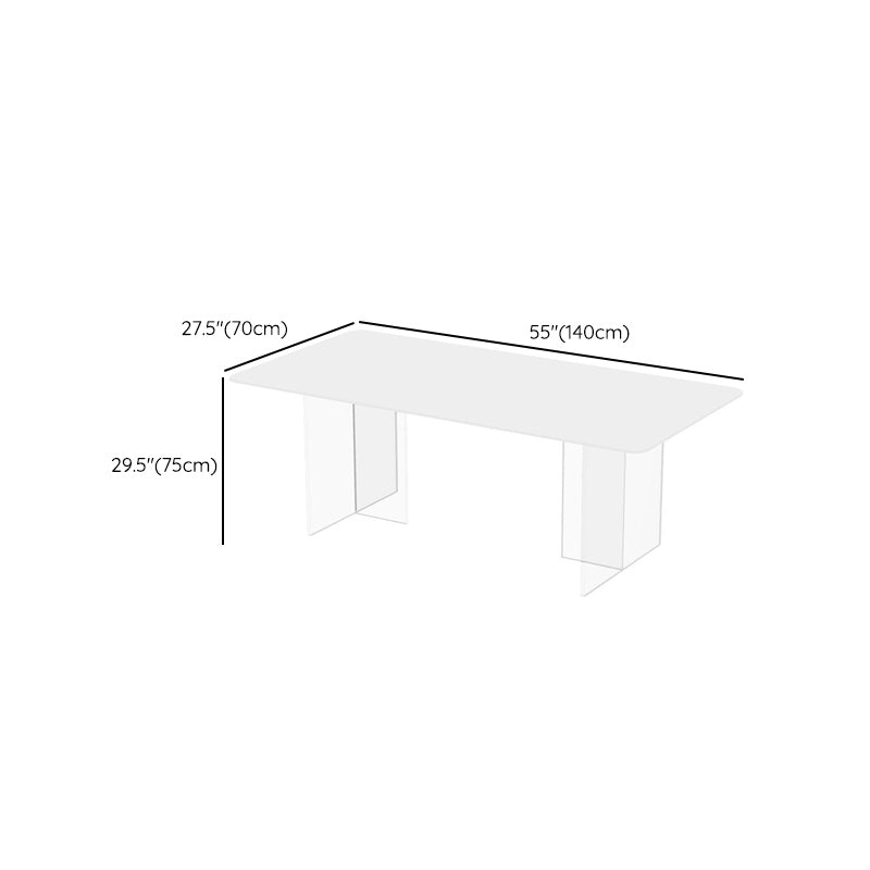 Contemporary Style 1/2/7 Pieces Dining Chairs Set Rectangle Stone Furniture in White