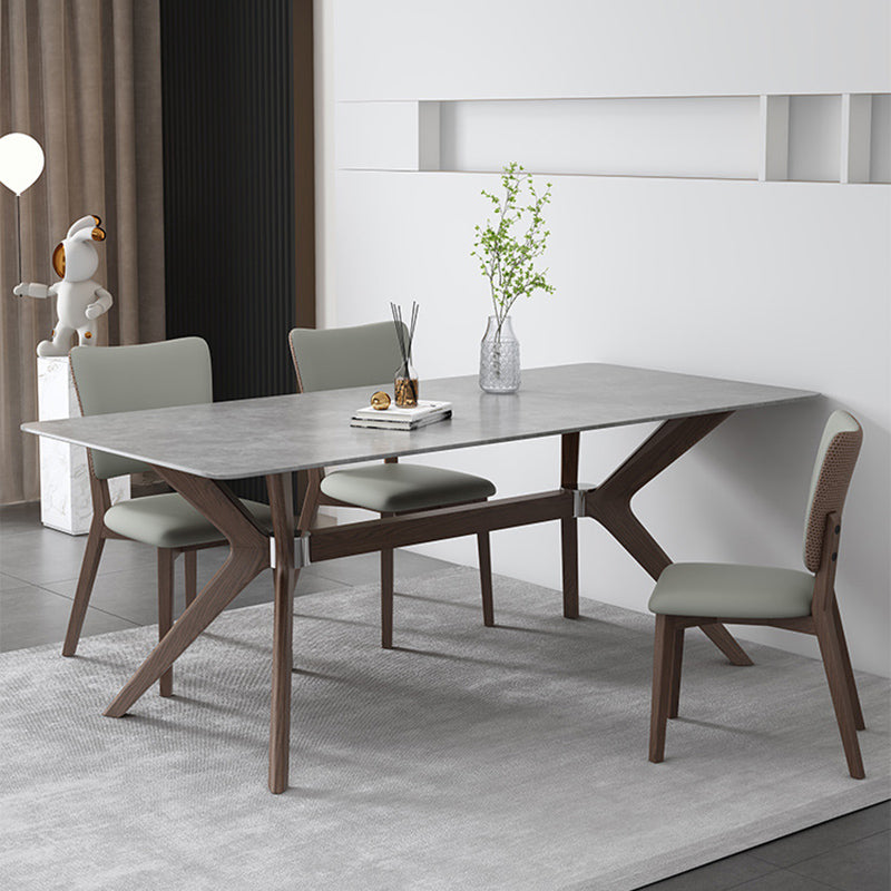 Contemporary Style 1/4/5/7 Pieces Dining Chairs Set Rectangle Stone Furniture in Gray