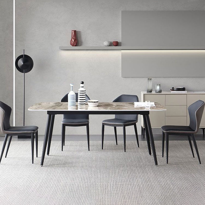 Contemporary Style 1/2/3/5/7 Pieces Dining Chairs Set Rectangle Stone Furniture in Gray