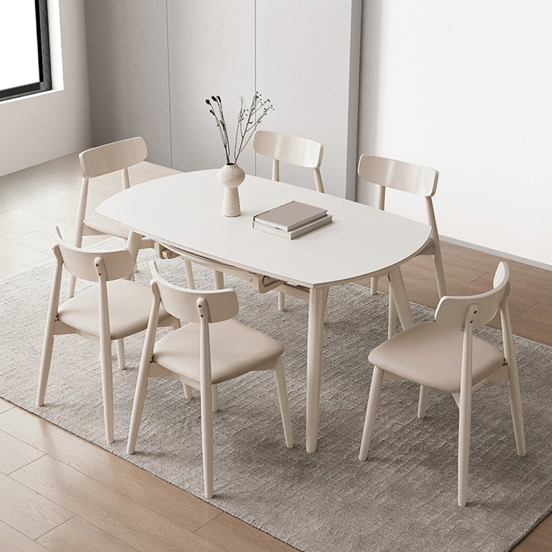 Modern 1/4/5/7 Pieces Dining Set Rectangle Stone Collapsible Dining Table for Dining Room