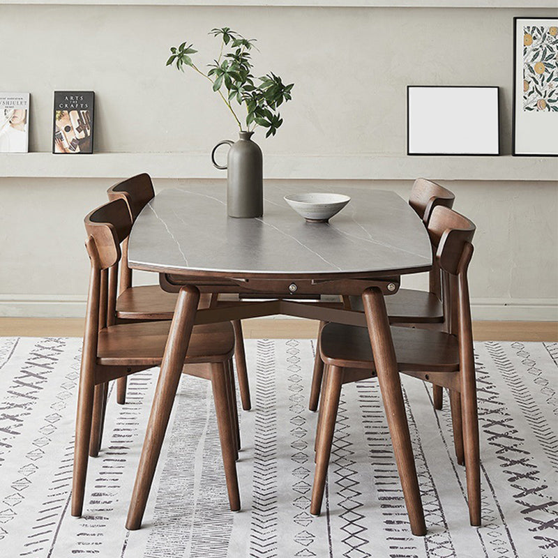 Modern 1/4/5/7 Pieces Dining Set Stone Collapsible Dining Table for Dining Room