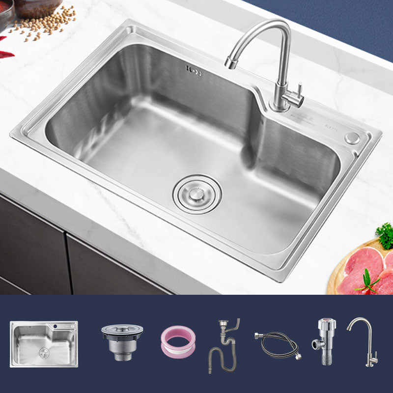 Contemporary Style Kitchen Sink Noise-cancelling Design Drop-In Kitchen Sink