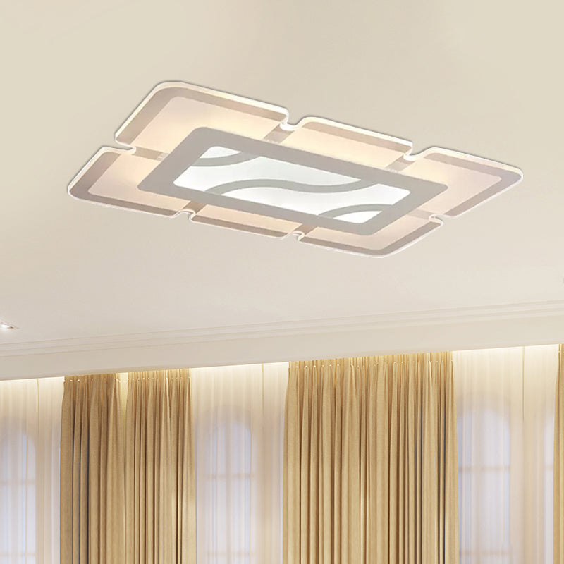 Lámpara rectangular de montaje empotrado Simplicity LED acrílico de 23,5"/35,5"/47" de ancho Luz de techo blanca en luz blanca/cálida