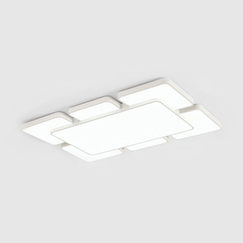 Lámpara empotrada de techo para dormitorio con pantalla cuadrada/rectangular, acrílico, 20,5"/24,5" W, 5/7 luces, lámpara de montaje empotrado estilo modernista en negro/blanco