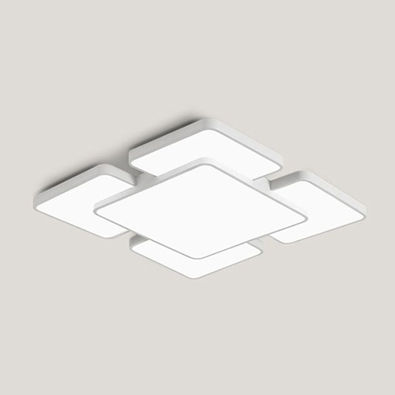 Lámpara empotrada de techo para dormitorio con pantalla cuadrada/rectangular, acrílico, 20,5"/24,5" W, 5/7 luces, lámpara de montaje empotrado estilo modernista en negro/blanco