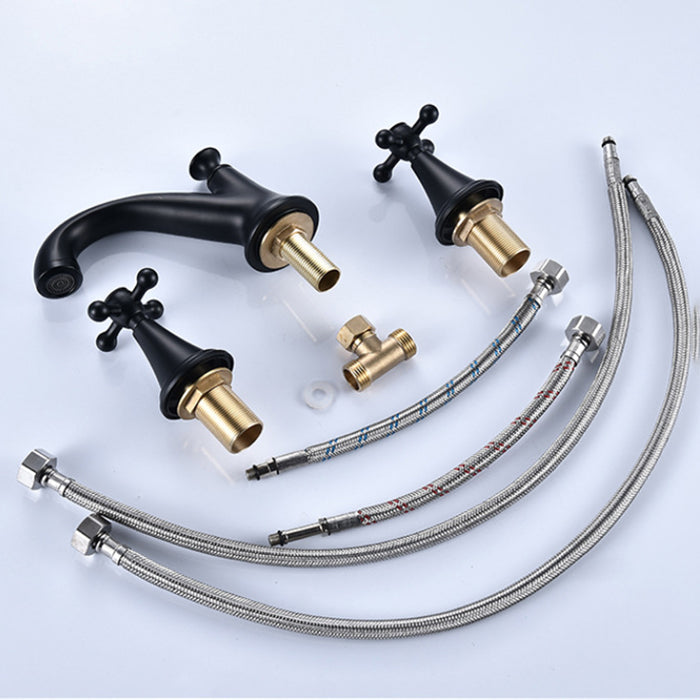 Industrial Centerset Faucet Brass Cross Handles 3 Holes Centerset Bathroom Faucet