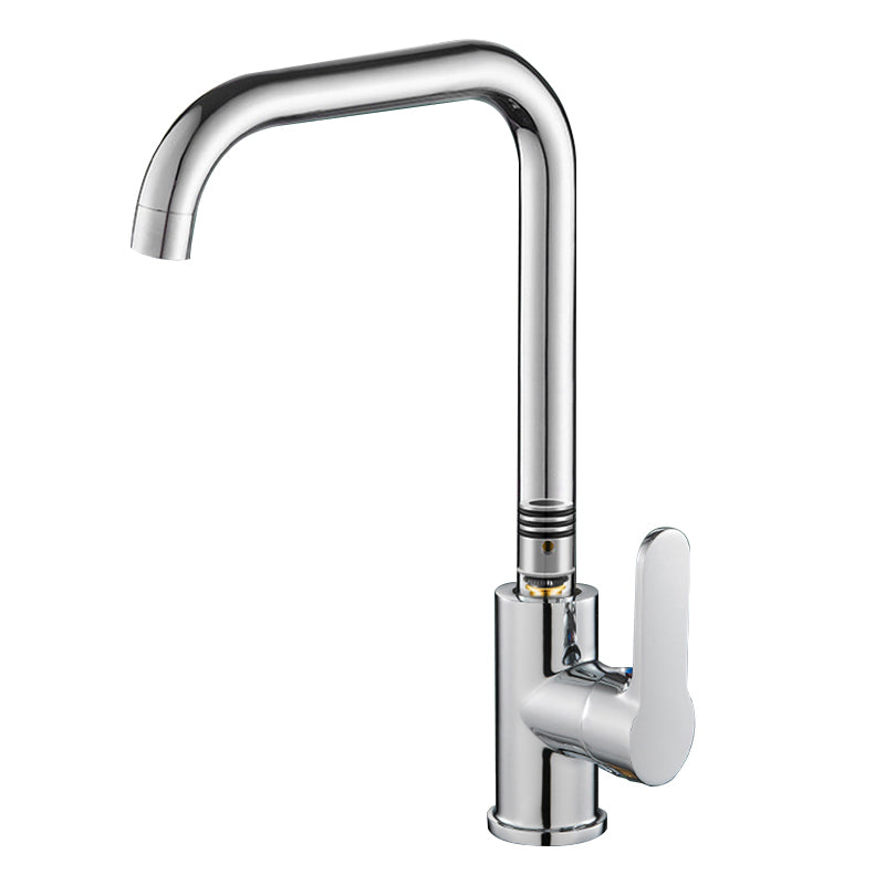 Modern Standard Bar Faucet Single Handle Kitchen Faucet in Silver