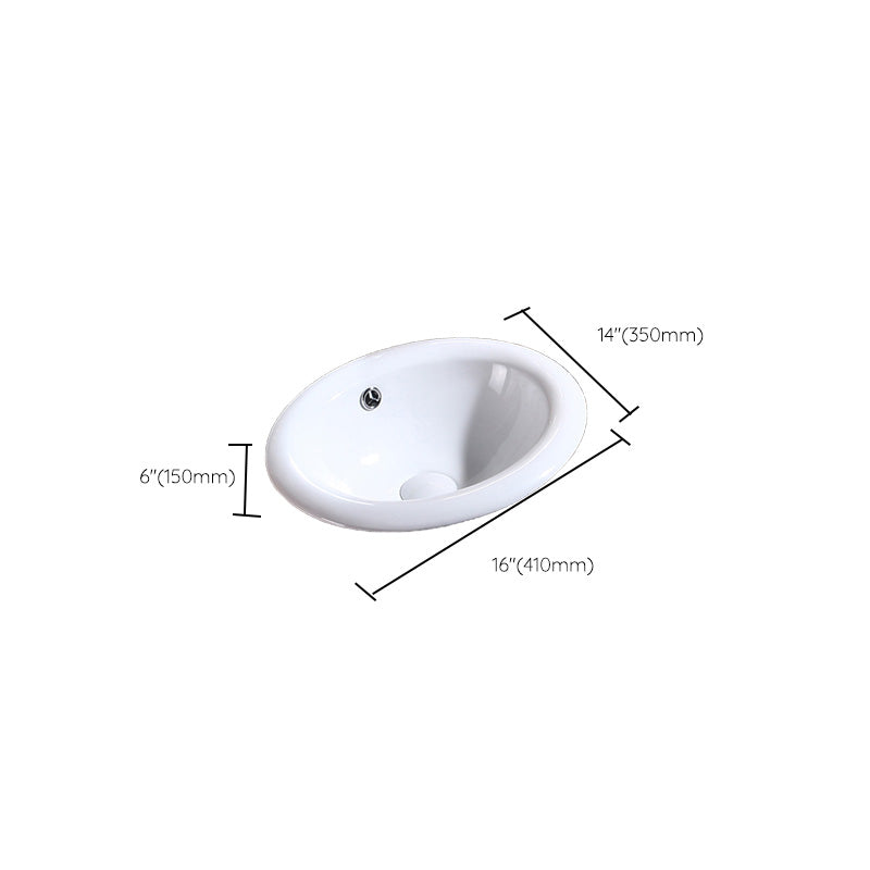 Modern Bathroom Sink Porcelain Oval-Shape Drop-in Bathroom Sink with Pop-Up Drain