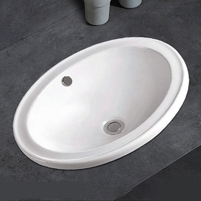 Contemporary Bathroom Sink Porcelain Oval-Shape Drop-in Bathroom Sink without Faucet