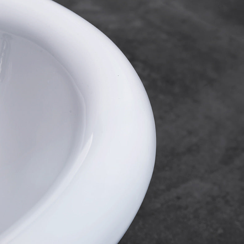 Contemporary Bathroom Sink Porcelain Oval-Shape Drop-in Bathroom Sink without Faucet