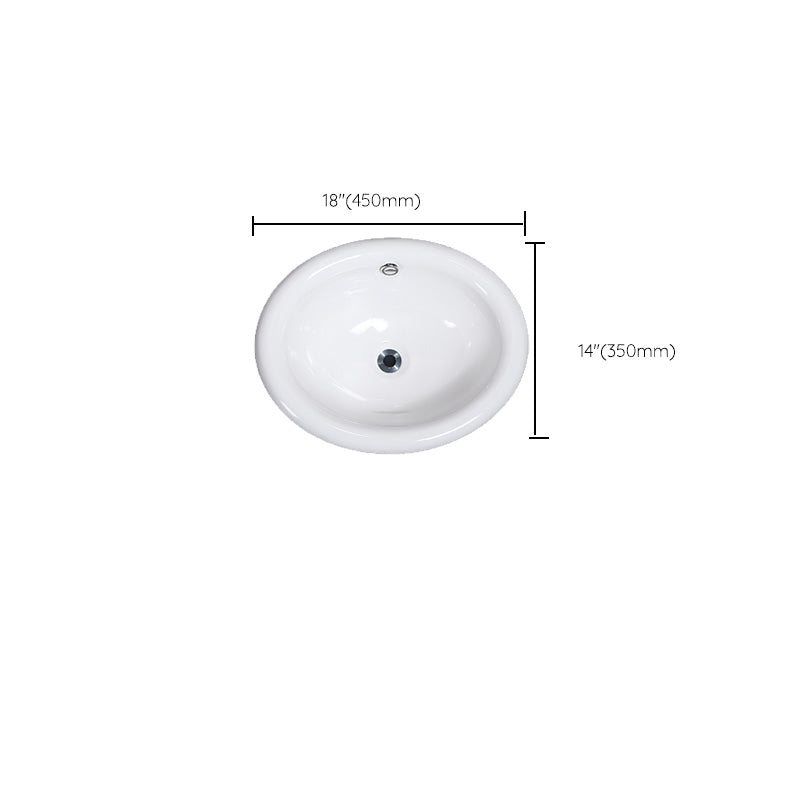 Contemporary Bathroom Sink Porcelain Oval-Shape Drop-in Bathroom Sink without Faucet