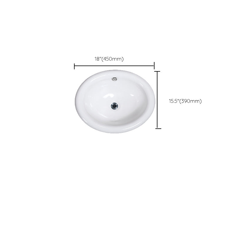 Contemporary Bathroom Sink Porcelain Oval-Shape Drop-in Bathroom Sink without Faucet